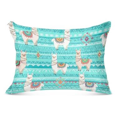 Imagem de Lindas Lhamas Coloridas Franja Flanela Fronha Decorativa King Queen Fronhas Padrão Premium Soft Bed Body Pillows, Queen Size, 50,8 cm x 76,2 cm