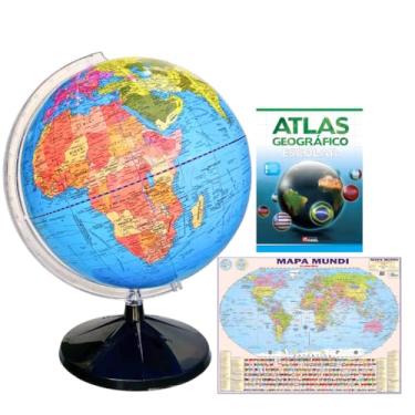 Imagem de GLOBO TERRESTRE CONTINENTAL 30CM + ATLAS GEOGRÁFICO + MAPA MUNDI GIGANTE