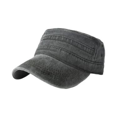 Imagem de Boné De Pesca Vintage Unissex Em Algodão Lavado Ajustável De Cor Sólid
