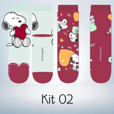 Imagem de Kit com 2 Pares de Meia Infantil Menina Snoopy (Peanuts)  Produto Lice