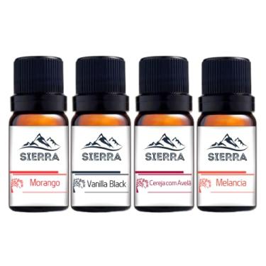 Imagem de Kit 4 Essências Morango, Vanilla Black, Cereja com Avelã e Melancia para Difusor Elétrico Umidificador de Ar e Aromatizador Aromaterapia 10ml