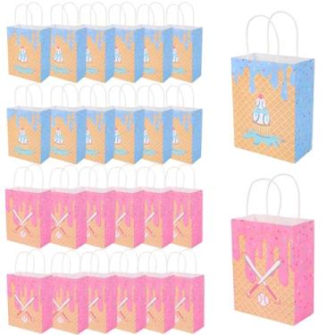 Imagem de 24un. Sacolas Presente Beisebol Estampa Sorvete Derretendo, Papel Kraft Sacolas Guloseimas Beisebol com Alças para Lembrancinhas Festa Presente Time Materiais Festa Aniversário Esportivo