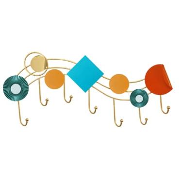 Imagem de Prateleiras suspensas Moderno simples ganchos de casaco quarto pendurado na parede cabide sacos roupas pendurado rack metal casa ganchos de parede luz luxo ganchos de parede(Grande)