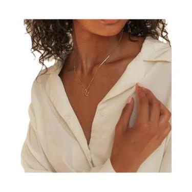 Imagem de Colar inicial A-Z colar banhado a ouro 18K com letra fofa colar de aço