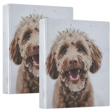 Imagem de Fichário Happy Doodle Dog Snowy com três anéis de 3 cm, 200 folhas, caderno, floral, redondo, fichário de apresentação, 31,5 x 27 x 6 cm, 1 pacote
