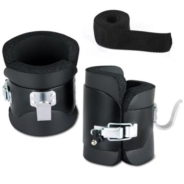 Imagem de FLKQC Botas de inversão por gravidade com 2 ganchos, botas antigravidade para treinamento de força do núcleo, abdominal, alívio da dor nas costas e descompressão da coluna, corda de segurança