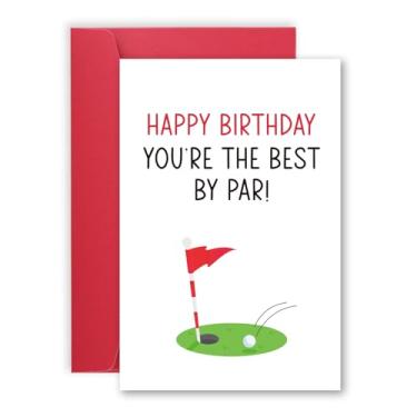 Imagem de Cartão de aniversário engraçado de golfe, cartão de aniversário temático de golfe com envelope vermelho, cartões de felicitações humorísticos para golfista, marido, esposa, namorado, namorada
