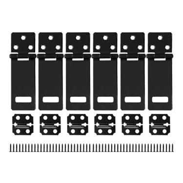 Imagem de bociloy 6 peças de trava de cadeado de 6 cm, trava deslizante de porta de ferro preto, ferragens com parafusos para casa, jardim, quintal, cerca de madeira, armário, janela, gaiola para animais de