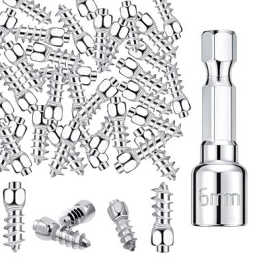 Imagem de Frienda 200 peças de parafuso de carboneto de neve para pneu parafusos de pneu de roda parafuso de acabamento de ponta de neve com ferramenta de instalação para carro, caminhão, bicicleta, bota