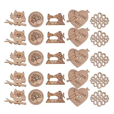 Imagem de Ainoli 50 peças de scrapbooking de madeira formato retrô faça você mesmo artesanato decorativo pingente suprimentos