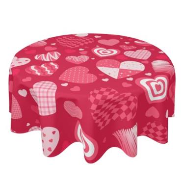 Imagem de Toalha de mesa de dia dos namorados vermelha e rosa com coração do amor, toalha de mesa rosa de 152 cm para decoração de cozinha de fazenda, tecido de poliéster, para festas ao ar livre