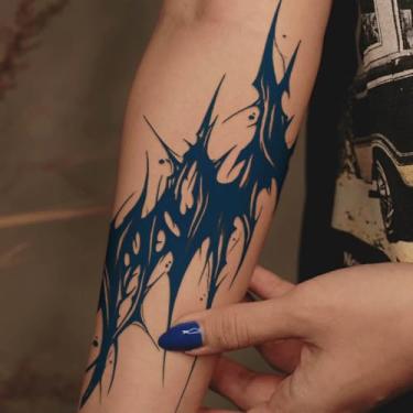 Imagem de Tatuagens minimalistas semi permanentes de suco de ervas, totem com pontas escuras, 7-14 dias, sem queda, braços, pernas, ombros, pescoço, colarinho, coleira, corpo à prova d'água, adesivos de