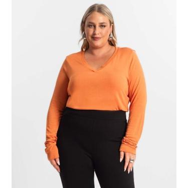 Imagem de Blusa Manga Longa Visco Tricot Secret Glam Laranja, Plus G4, Laranja