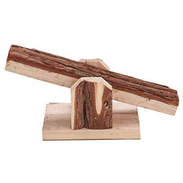 Imagem de HEEPDD Brinquedo para hamster, gaiola de gangorra para hamster de madeira , tubo de túnel de escalada para esquilos, gerbils, hamsters, ursos dourados