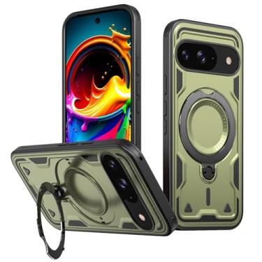 Imagem de SORAKA Capa para Google Pixel 10 com suporte compatível com MagSafe chapa de ferro Capa resistente que absorve choques Proteção contra quedas de nível militar