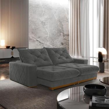 Imagem de Sofá Retrátil Muzambinho 2,30M 4 Lugares Molas Ensacadas TXR, Cinza