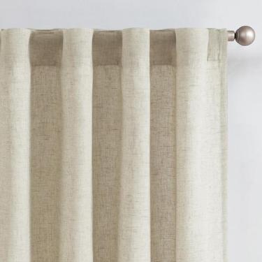 Imagem de Cortinas Jinchan Mezcla de Lino Avena 160x130cm Dormitorio 2 Paneles