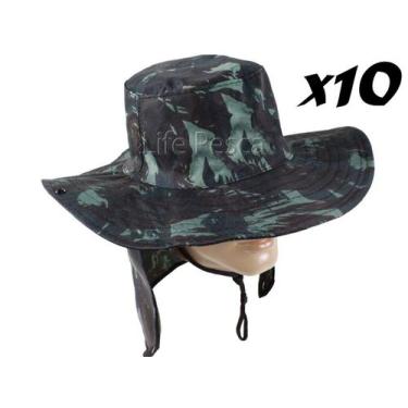Imagem de Kit 10 Chapéus Pescador C/ Protetor De Nuca - Várias Cores - Nacional,