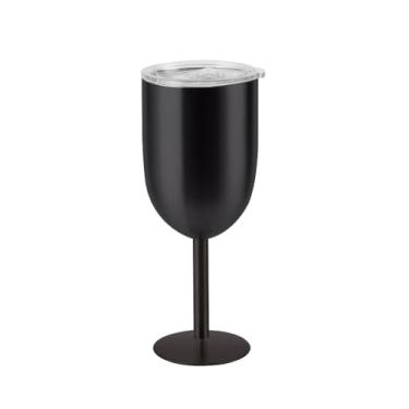 Imagem de Taça Térmica 450ml Inox Parede Dupla – Tampa Antivazamento para Gin, Vinhos e Drinks, Ideal para Praia, Piqueniques e Viagens (Preto)