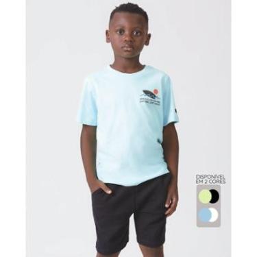 Imagem de Conjunto camiseta estampada e shorts verão estiloso fresco - Verde e Azul - Menino 4 a 14 anos-Masculino