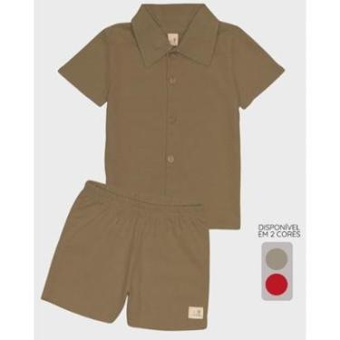 Imagem de Conjunto Camisa e Bermuda Tipo Tricot - Menino Tamanho 1 a 3-Masculino