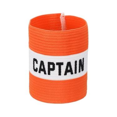 Imagem de YELARXI Braçadeira Capitão, Braçadeira de Capitão de Futebol Elásticas Ajustáveis Braçadeiras Líder Team Sport Rugby Player Band 10,4 x 8,6 cm e Laranja/Branco Ajuste para (Treinamento de Futebol