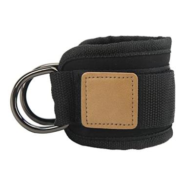 Imagem de Fitness tornozelo fivela perna treinador de força resistente duplo d anéis tiras de borracha para máquinas de cabo treinos das mulheres dos homens em casa ginásio material de ferro (Preta)