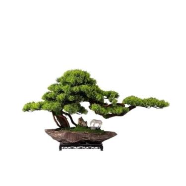 Imagem de Plantas falsas árvore de bonsai artificial com vaso de cerâmica e base decoração de mesa planta falsa bonsai decoração