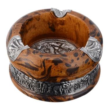 Imagem de Cinzeiro moderno vintage de madeira cinzeiro feito à mão para fumar cigarro cigarro cinzeiro para uso interno ao ar livre (7,5 cm) decoração de casa