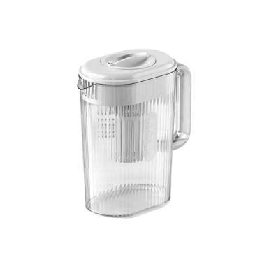 Imagem de Jarro de água grande com tampa e bico garrafa de bebida recipientes de chá frio de plástico jarro de geladeira para bebida gelada chaleira jarra de chá gelado (branco)