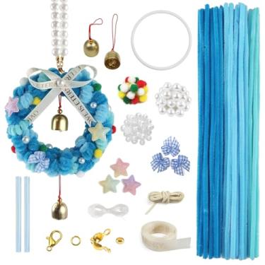 Imagem de TOAOB 151 peças de limpadores de cachimbo azul chenille hastes pompons kit para ornamentos suprimentos de artesanato varas fofas felpudas para espelho retrovisor de carro pingente DIY projetos de arte