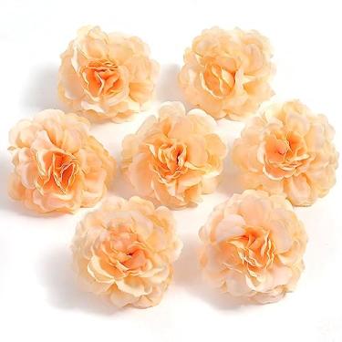 Imagem de Cabeças de flores artificiais rosa 4,5 cm flores falsas para decoração de festa de casamento, decoração de casa, guirlanda de artesanato faça você mesmo, laranja, 20 peças