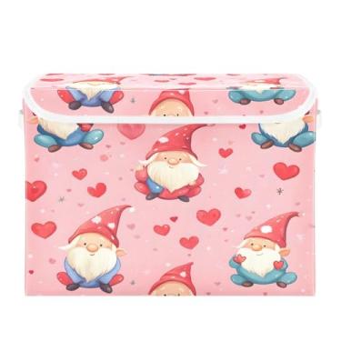 Imagem de STAYTOP Cestos de armazenamento fofos de gnomo para o Dia dos Namorados com tampas e alça de transporte, caixas de armazenamento dobráveis organizadores de recipientes para casa, quarto, armário