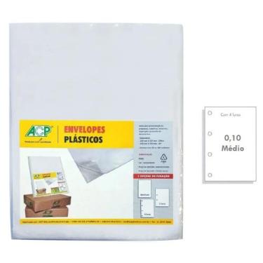 Imagem de Envelope Fichário Saco Plástico 100U 4 Furos 23x31cm - Várias