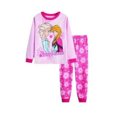 Imagem de Conjunto De Pijamas De Algodão Para Crianças Estilo Frozen Elsa Anna R
