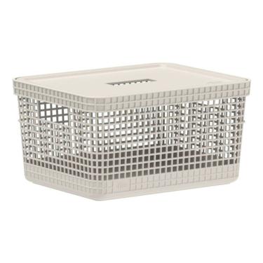 Imagem de Cesto Organizador Grid Com Tampa - 8L - Bege - Ou