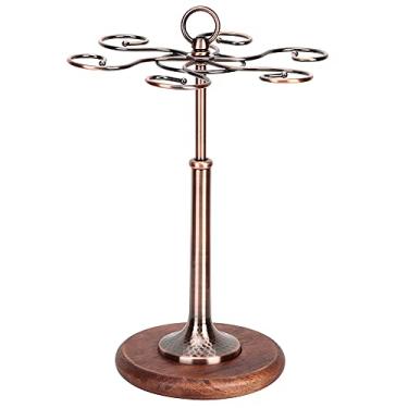 Imagem de Lyrlody Suporte de Vidro para Vinho, 6 Garrafas, Montado na Parede, Prateleira com Base de Madeira, Bronze, para Sala de Jantar