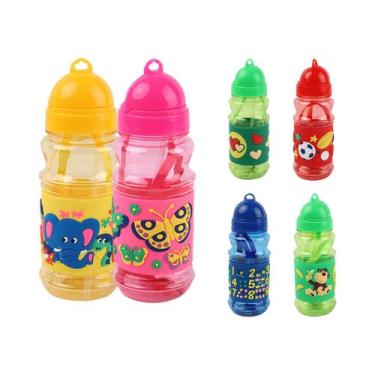 Imagem de Kit 2 Garrafa Infantil Emborrachada 350ml Passeio Festas Escolar Crian