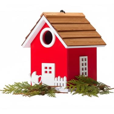 Imagem de CEDAR ALPHA Casa de pássaros de vinil à prova d'água para exterior, caixa de aninhamento de casa de pássaro azul com telha, casa de pássaros pendurada à prova de esquilos, 5 anos para decoração ao ar