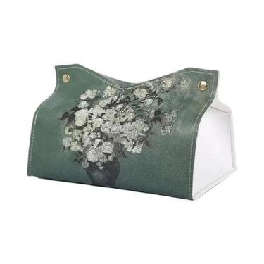 Imagem de Caixa De Lenços De Papel Em Couro PU Decorativa Com Botões Para Casa, 