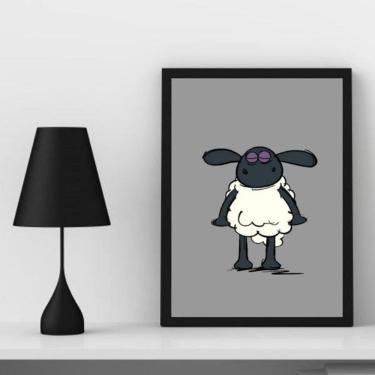 Imagem de Quadro Decorativo Ovelha Negra 33x24cm - Madeira Branca