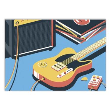 Imagem de Placa Decorativa Guitarra Amarela Ilustração Vetor Decoração Poster Quarto Sala