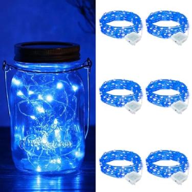 Imagem de ZGWJ Pacote com 6 luzes de fadas operadas a bateria com controle remoto, 20 luzes de corda de fadas de 20 LED com temporizador, 8 modos à prova d'água para árvore de Natal de Halloween, festas