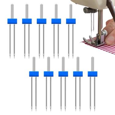 Imagem de Agulha Dupla para Máquina de Costura | 10 Peças Ferramenta de Artesanato Manual,Pontos Duplos Domésticos Para Costura | Para Bordar Borda Fácil Enfiação Iniciantes Especialistas