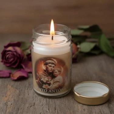 Imagem de Vela Vidro Perfumada São José, Aroma de Rosas, Branca, Parafina, Tampa Dourada, 10cm Altura x 6cm Diâmetro, 155g