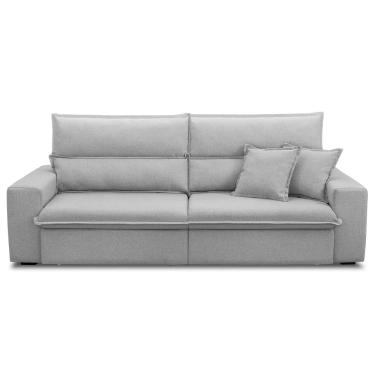 Imagem de Sofá Retrátil Reclinável Para Sala 3 Lugares 230cm Senzi F04 Linho Cinza - Lyam Decor