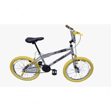 Imagem de Bicicleta Aro 20 Dnz Cromada Pneu Amarelo.
