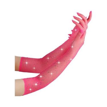 Imagem de Luvas Longas De Rede Com Strass Estilo Vintage Europeu Americano Sexy 