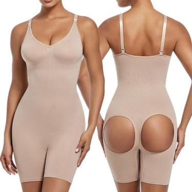 Imagem de Body Macaquinho Modelador Short Realça Bumbum Abertura COR:NUDETAMANHO