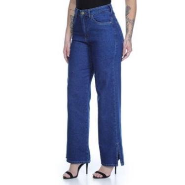 Imagem de Calça Jeans F. Wide Leg Cint Alta 100% Alg Vilejack VFCJ4013 Cor:;Tamanho:46-Feminino